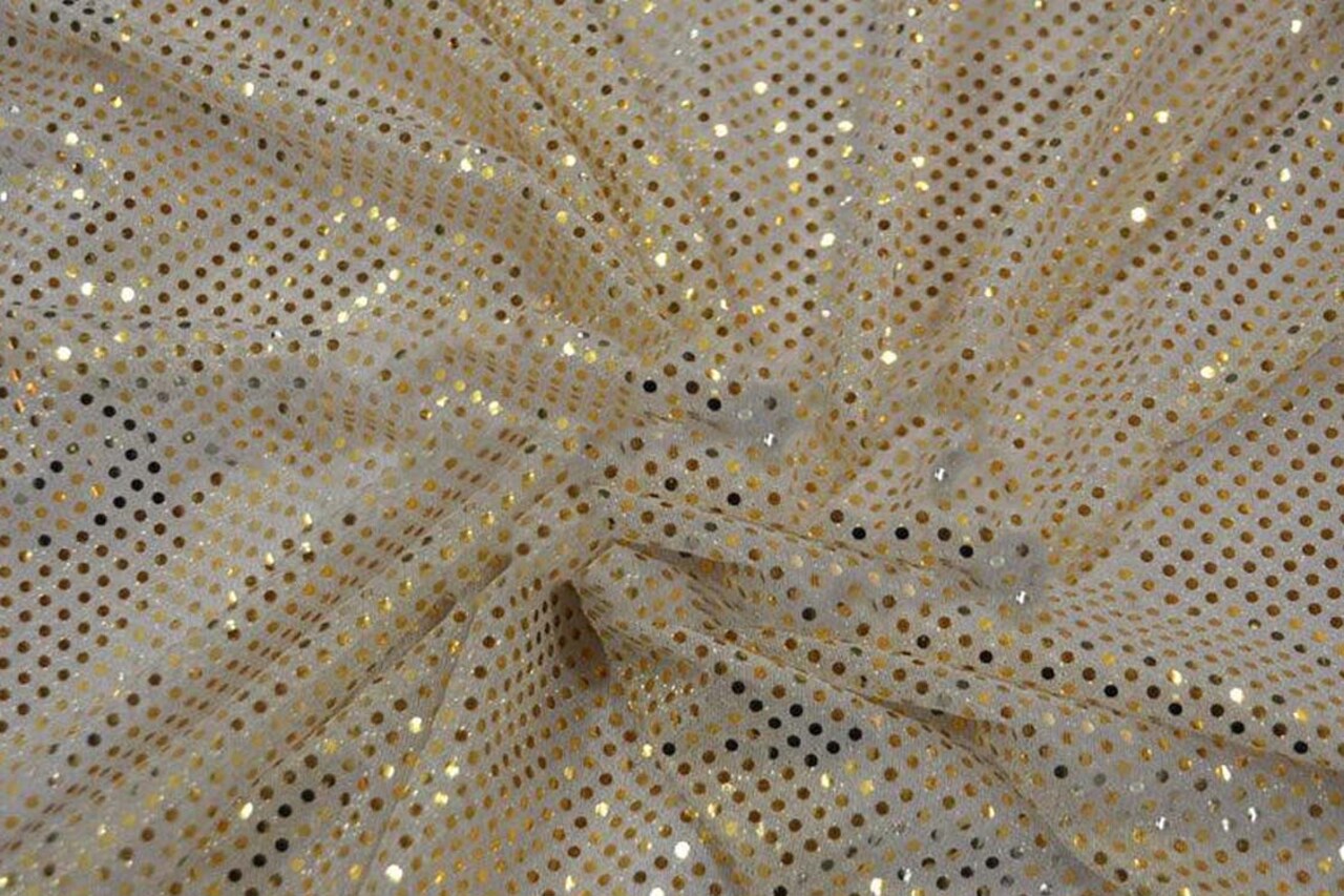 1 Yard Confetti Dot Sequins Fabric with 3mm Metallic Shine for Costumes and Decor